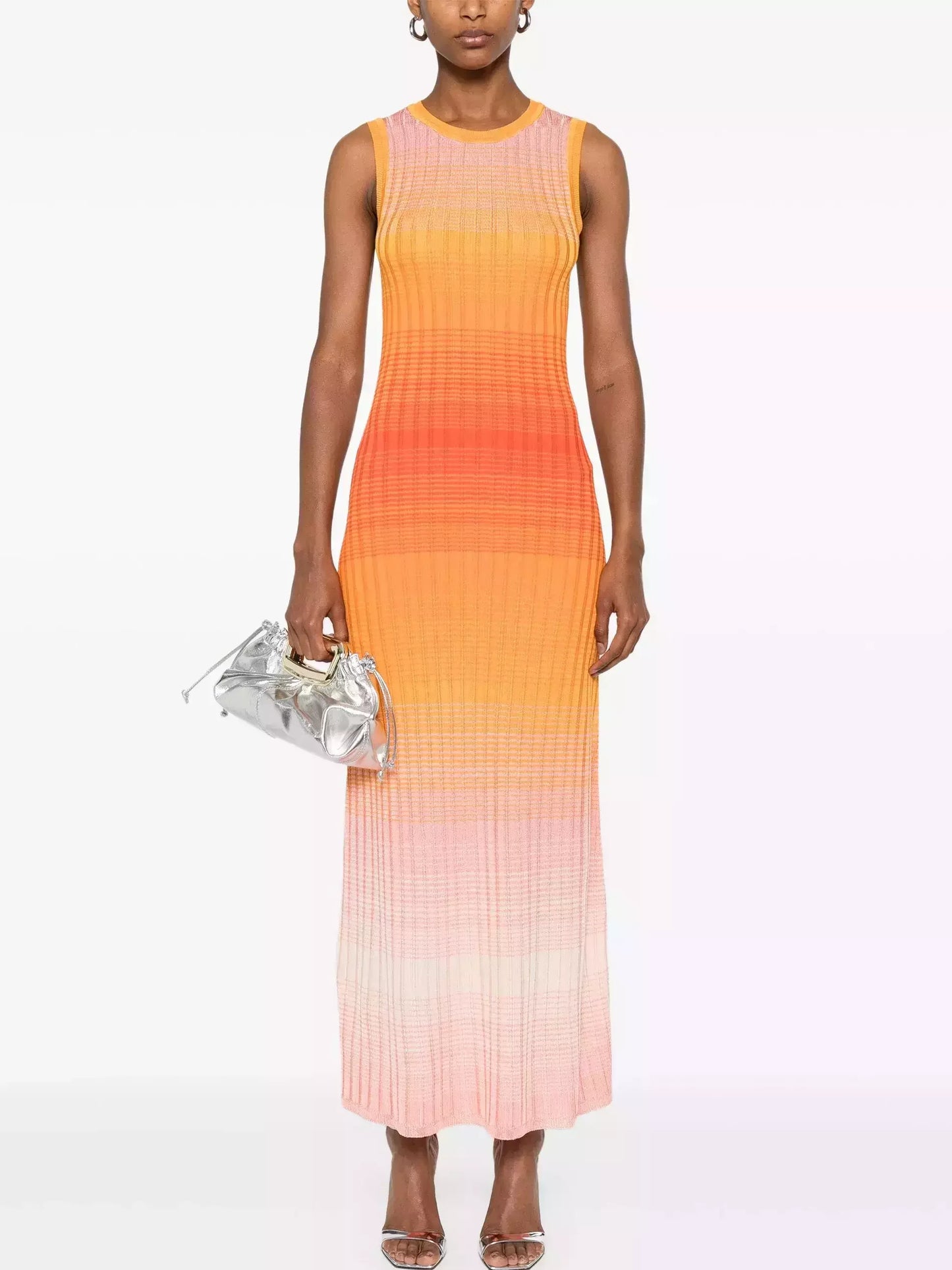 Tie-Dye Effect Knit Sleeveless Maxi Dress - Dresses
