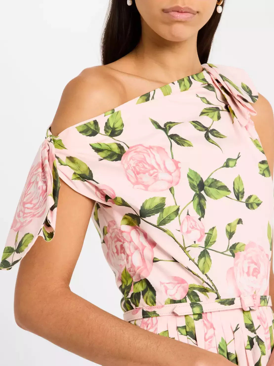 Floral one-shoulder cotton dress from Branna Couture, luxury women’s apparel collection