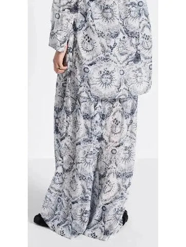 Toile de Jouy Sun Cotton Voile White and Navy Blue Pants - Jeans & Pants