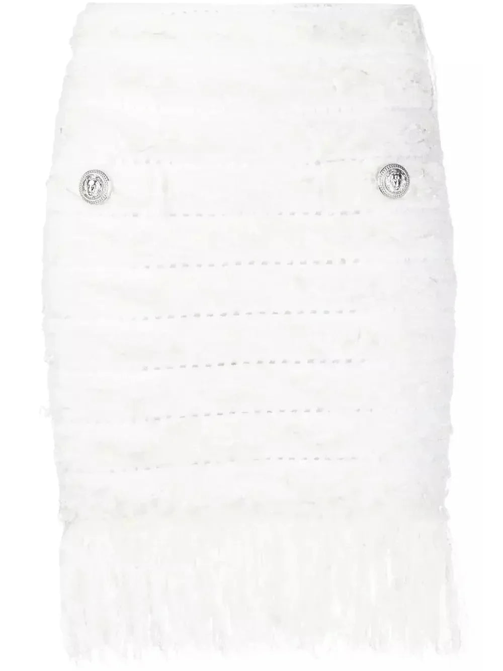 Tweed Fringe Skirt White - Skirts