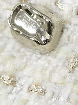 Tweed Wool-Blend Long Cardigan Coat in Ecru - Coats