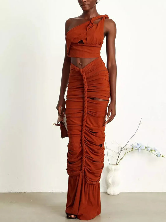 Twisted Cut-Out Top and Skirt Set - Suits & Sets