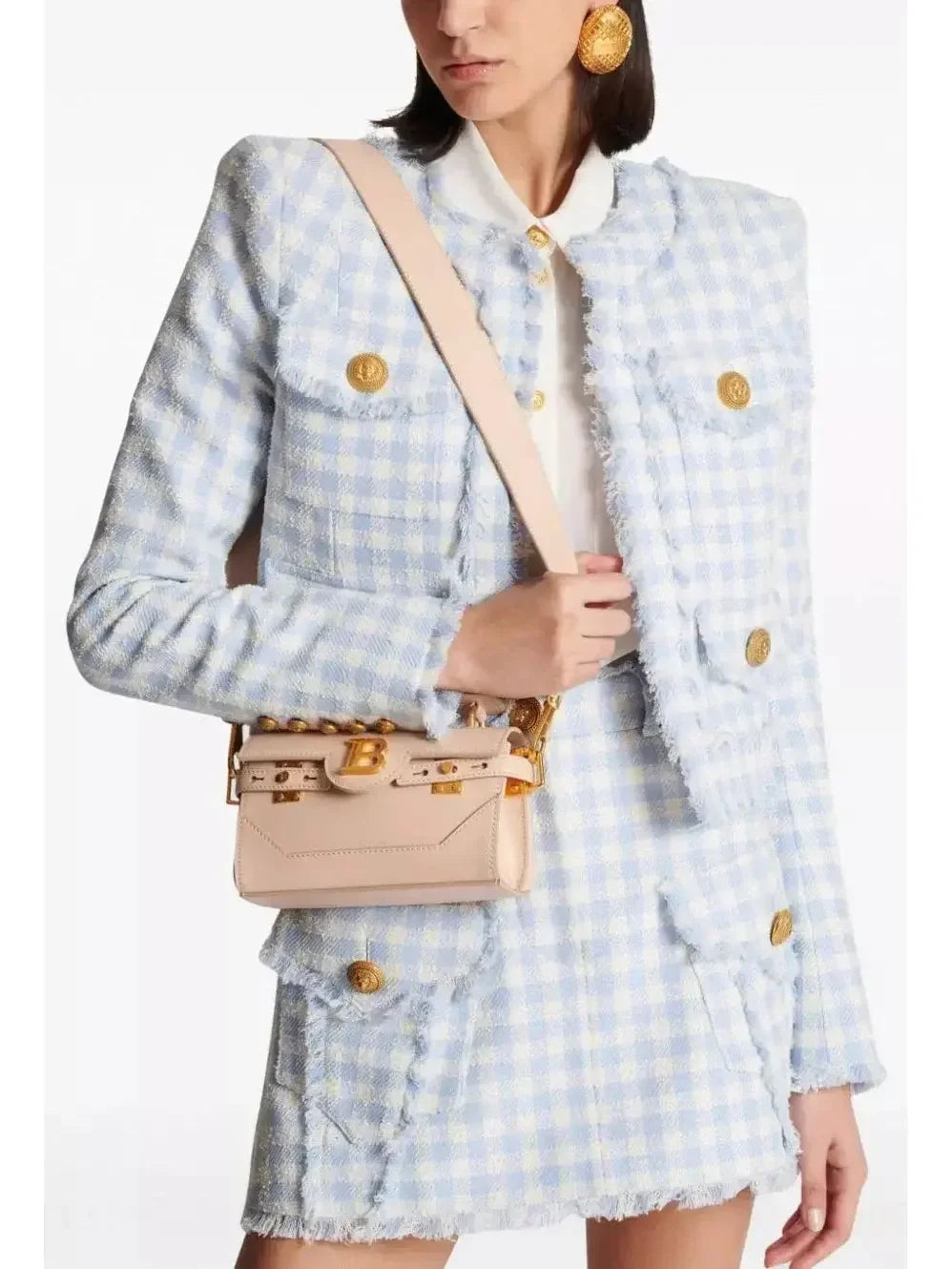 Vichy Gingham Tweed Jacket - Jackets