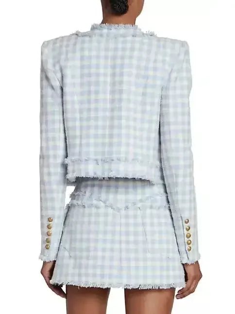 Vichy Gingham Tweed Jacket - Jackets