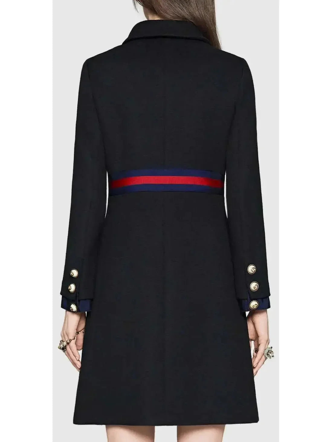 Web Embellished Coat in Black - Coats