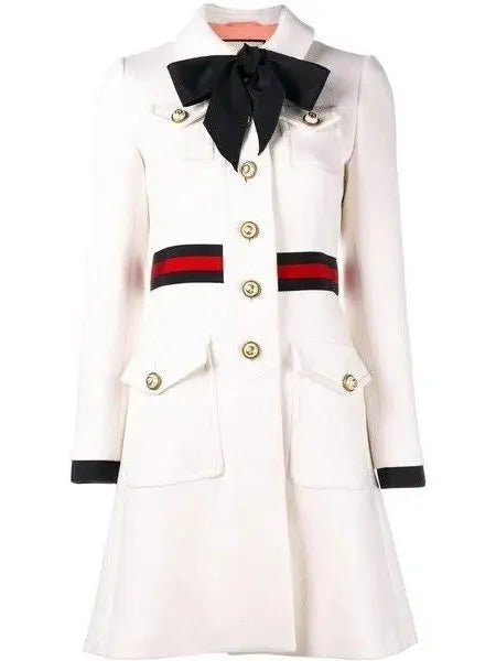 Web Embellished Coat in White - Coats