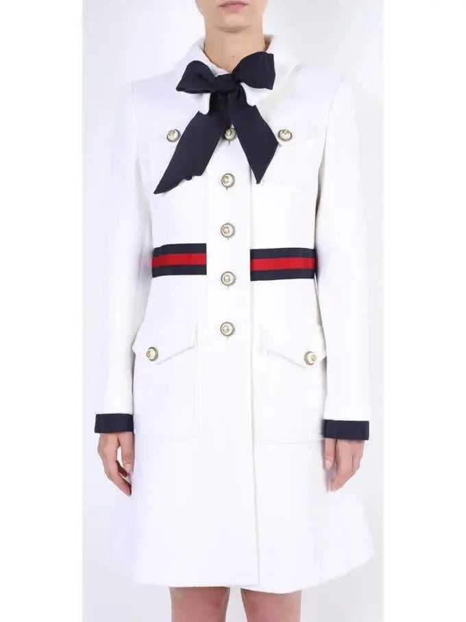 Web Embellished Coat in White - Coats