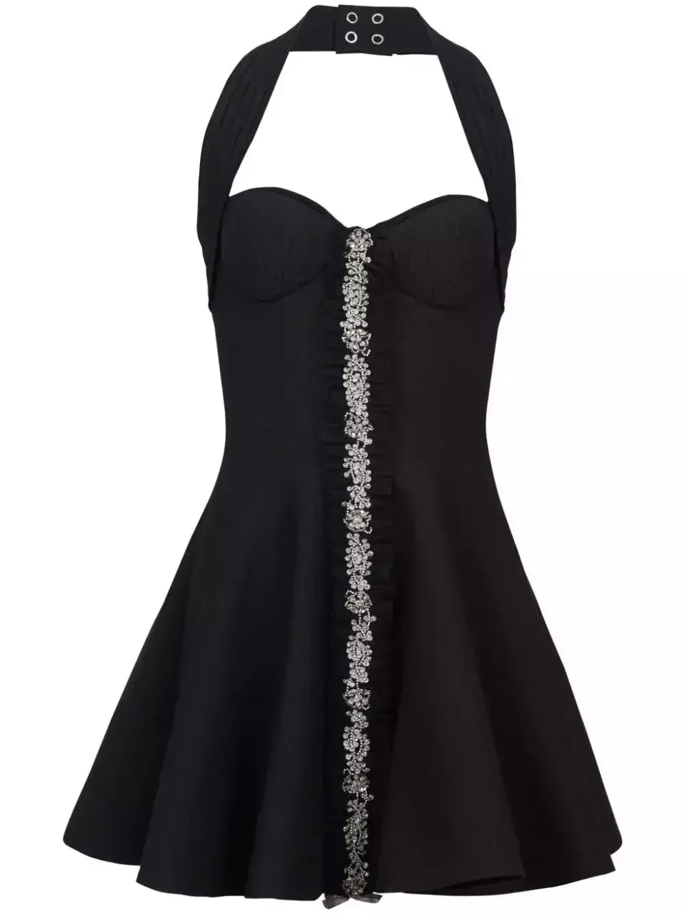 women’s Bead-Embellished Halterneck Knit Skater Dress - Dresses