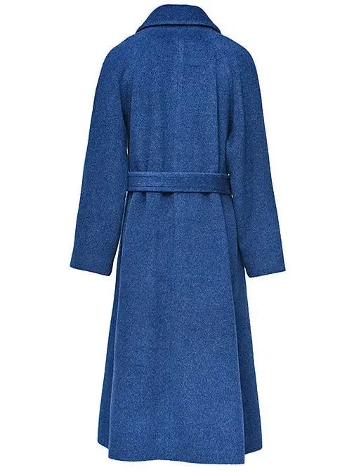 Wool Wrap Coat Blue - Coats