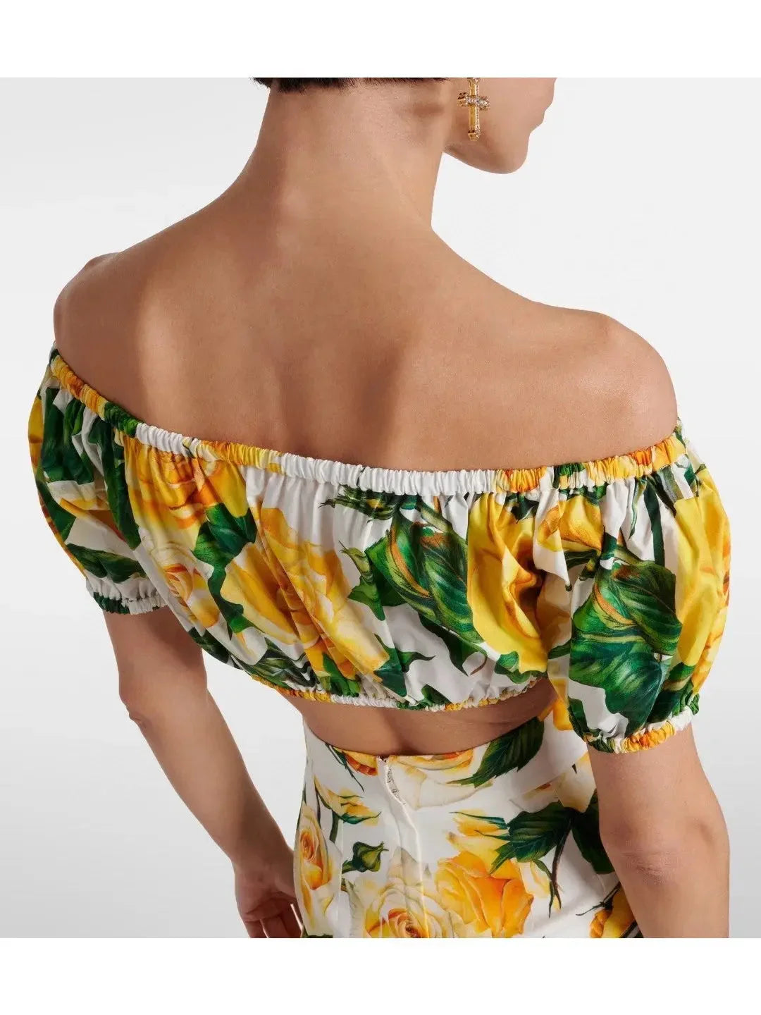Yellow Rose Bardot-Neck Crop Top - Tops