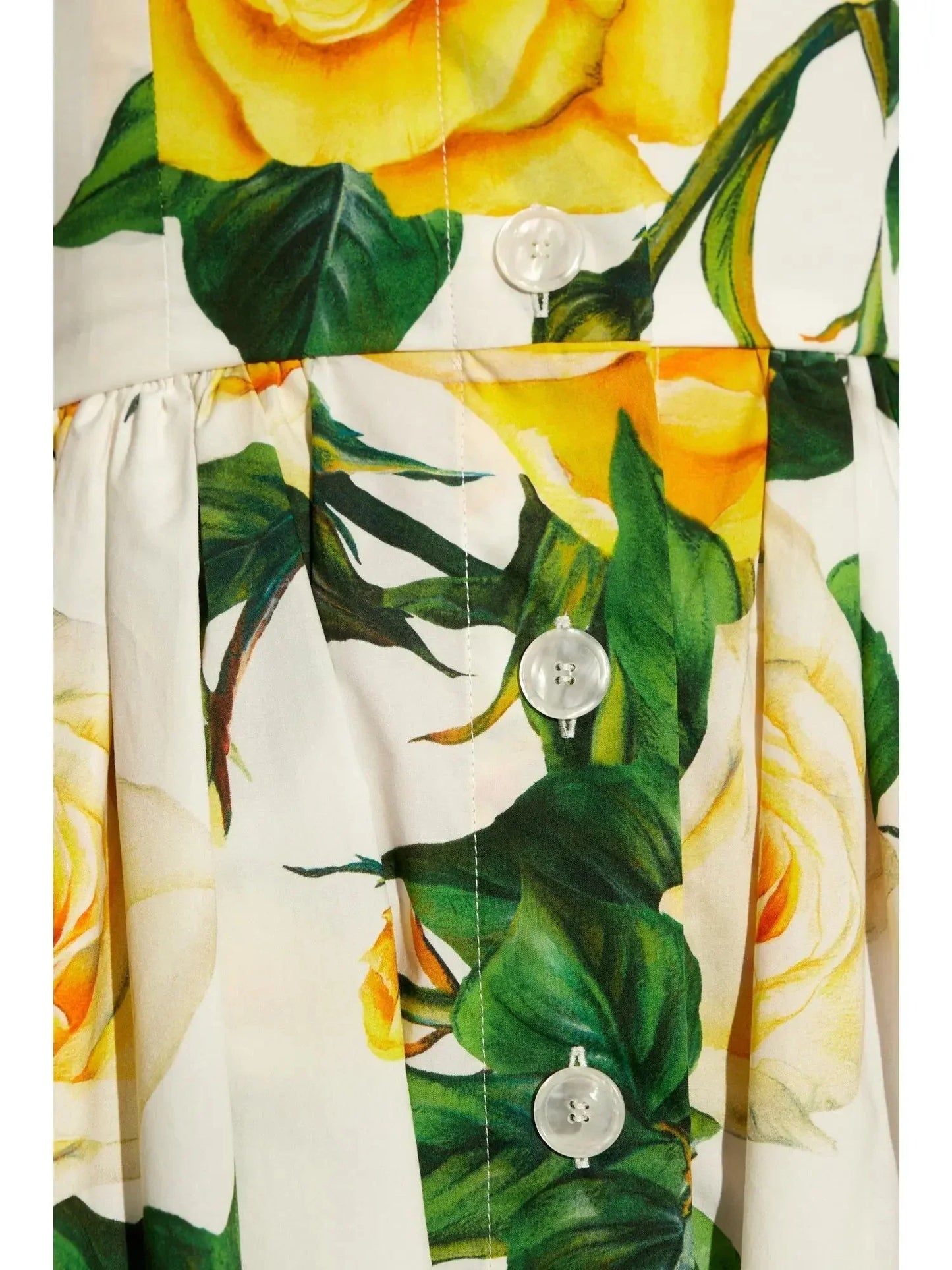 Yellow Rose Print Cotton Sundress - Dresses