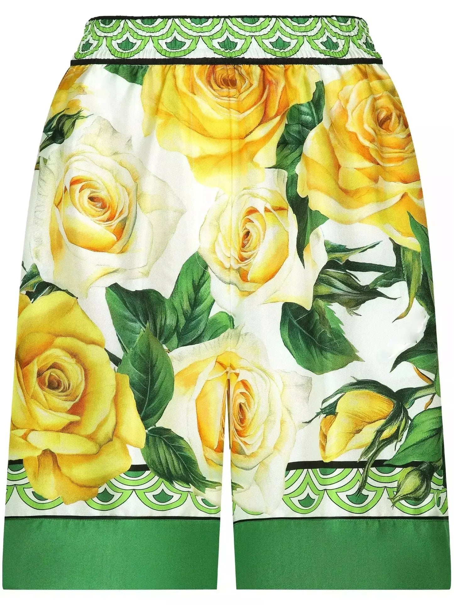 Yellow Rose Printed Silk Short Shirt and Short Set - Suits & Sets