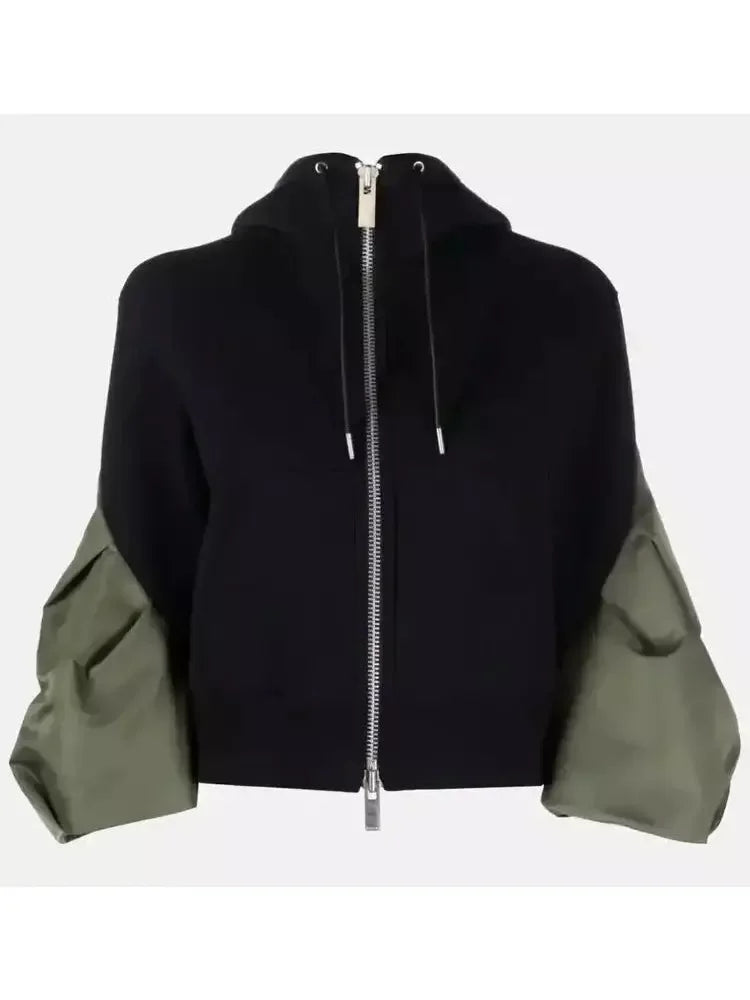 Zipped Jacket with Contrasting Sleeves - Jackets