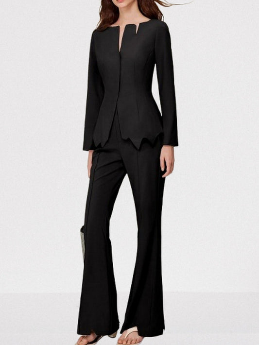 Asymmetrical Black Jacket and Pant Set