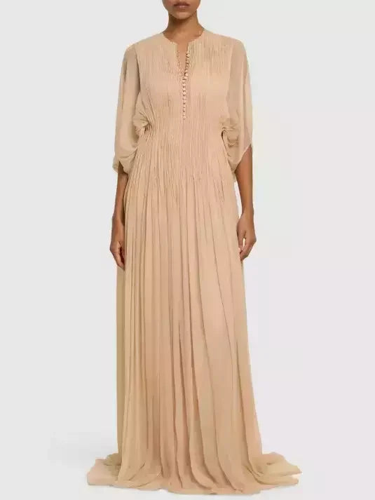 Gold Ribbed Knit Lurex Maxi Dress with Chain Belt