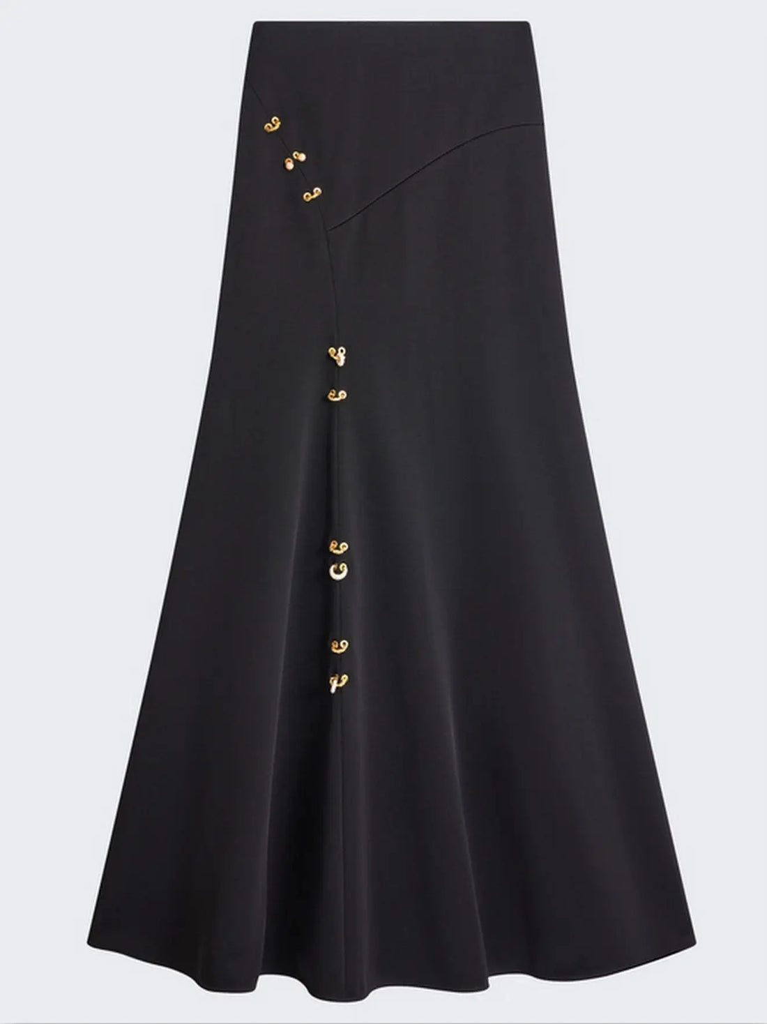 Black Maxi Skirt with Gold Embellishments