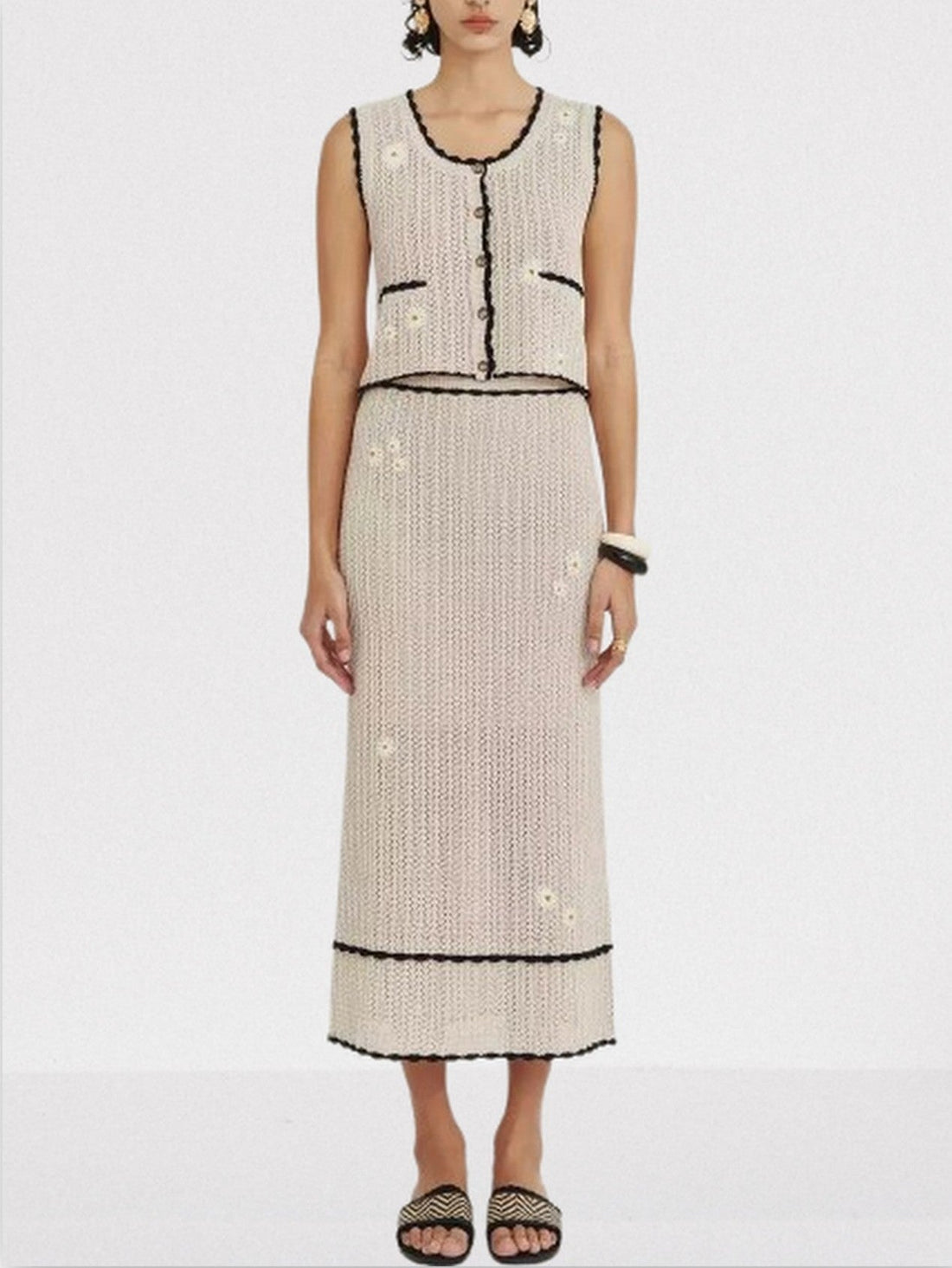 Black and White Abstract Printed Silk Shirt Dress