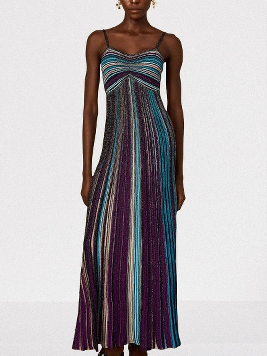 Glitter Striped Knit Maxi Dress