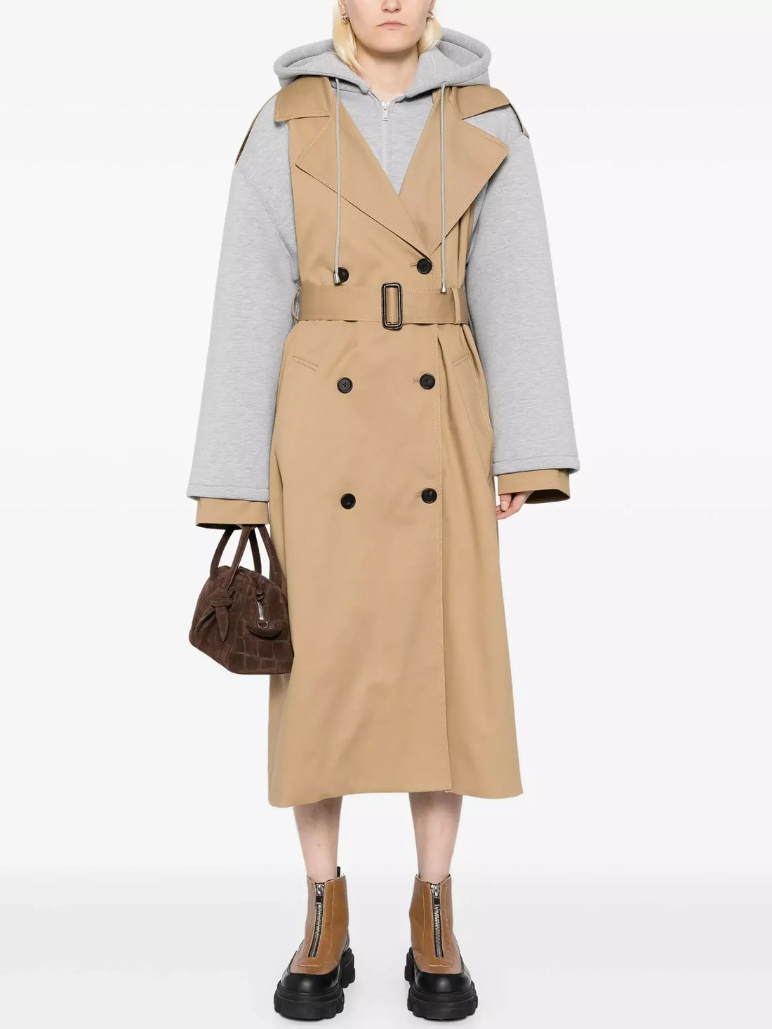 Belted Wool Teddy Gilet in Sand