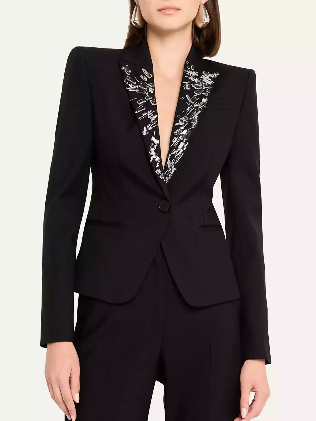 Black and White Striped One-Shoulder Gown