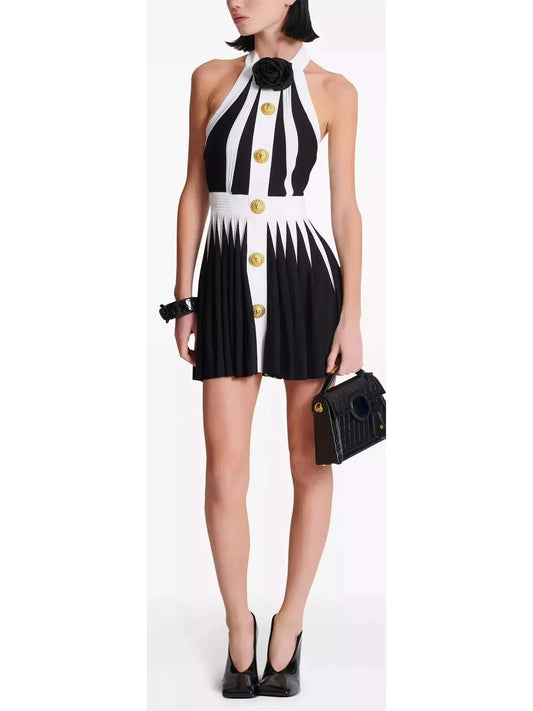 A-Line Knit Halterneck Mini Dress