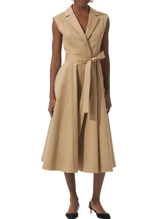 Belted Trench Sleeveless Midi Dress