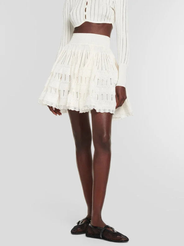 Crinoline Knit Mini Skirt in White