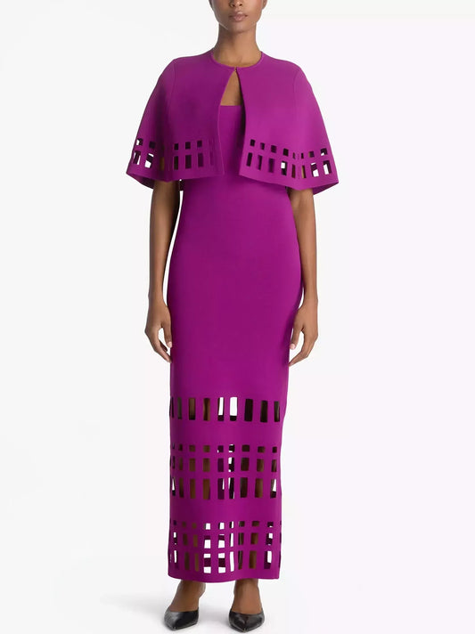 Knit Multicolor Striped Long-Sleeve Midi Sweater Dress