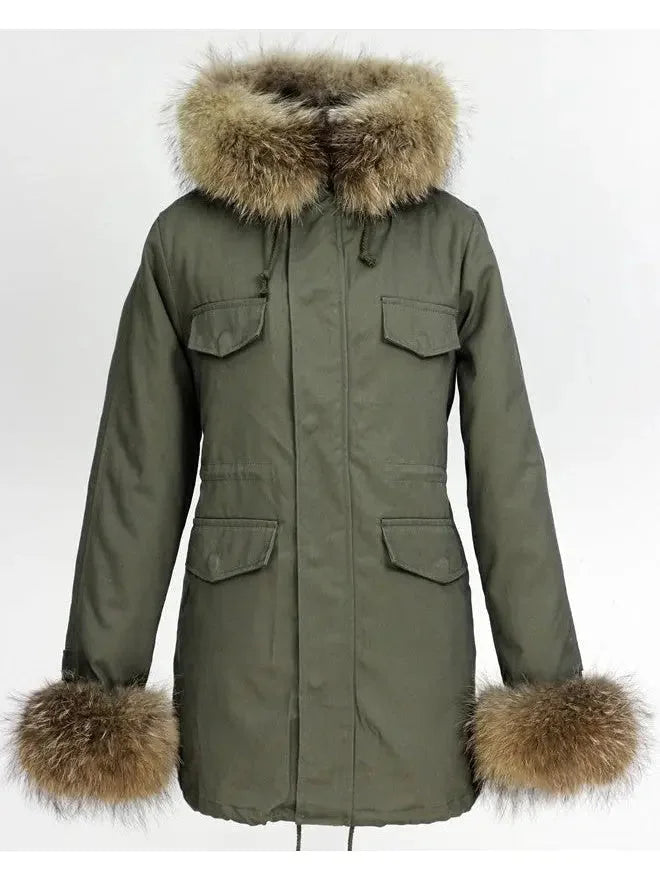 Quilted V-Neck Short Down Coat with Drawstring Waist