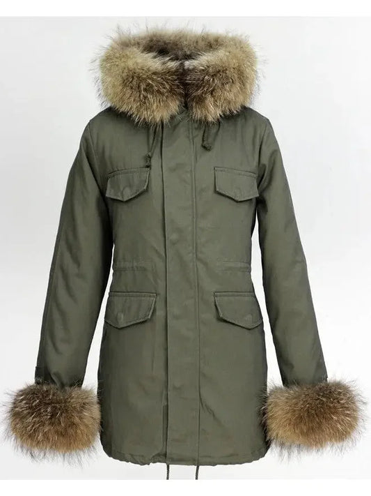 Quilted V-Neck Short Down Coat with Drawstring Waist