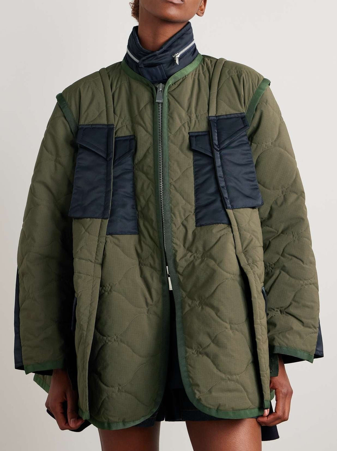 Ribbed Knit Beige Midi Dress with Chain Belt