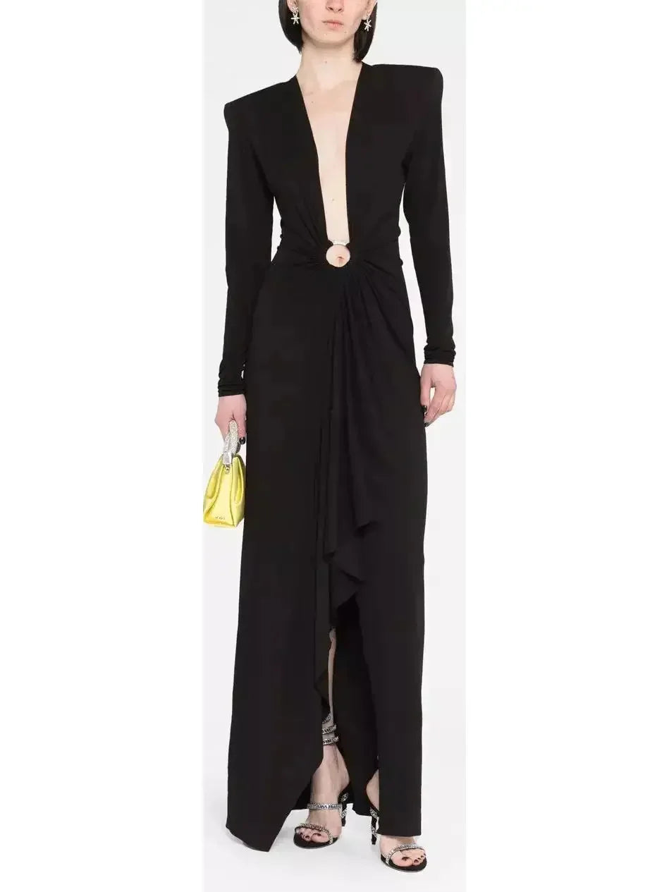 Contrasting Ruffle-Trim Crepe Mini Dress