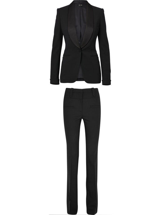 Single-Breasted Blazer and Pant Suit in Black - Branna Couture