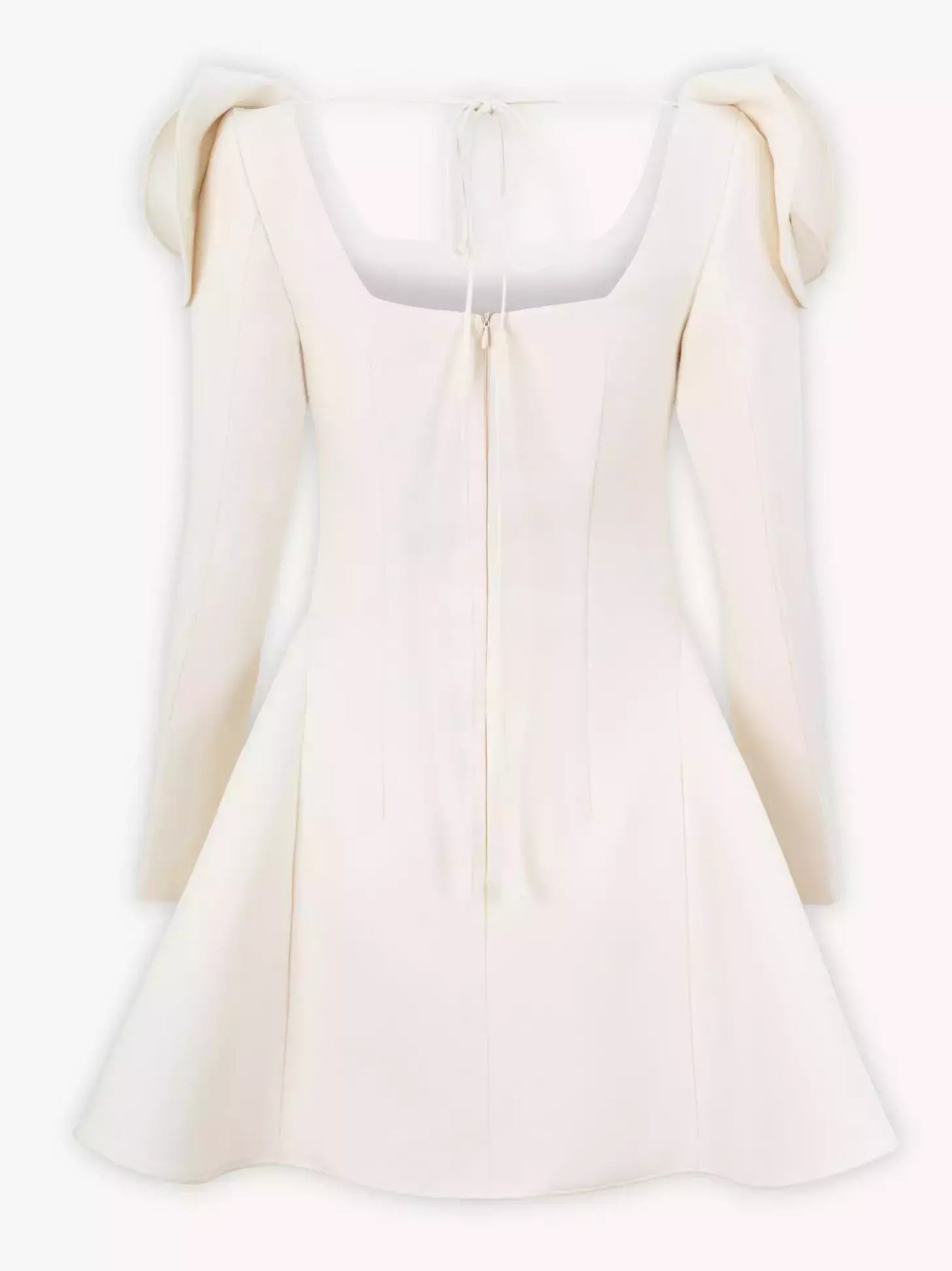 3D Floral Appliques Long-Sleeve Ivory Mini Dress - Dresses