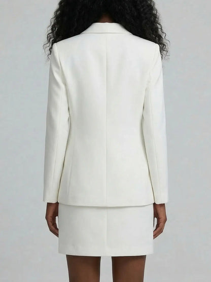 3D Floral Blazer and Mini Skirt Set - Suits & Sets