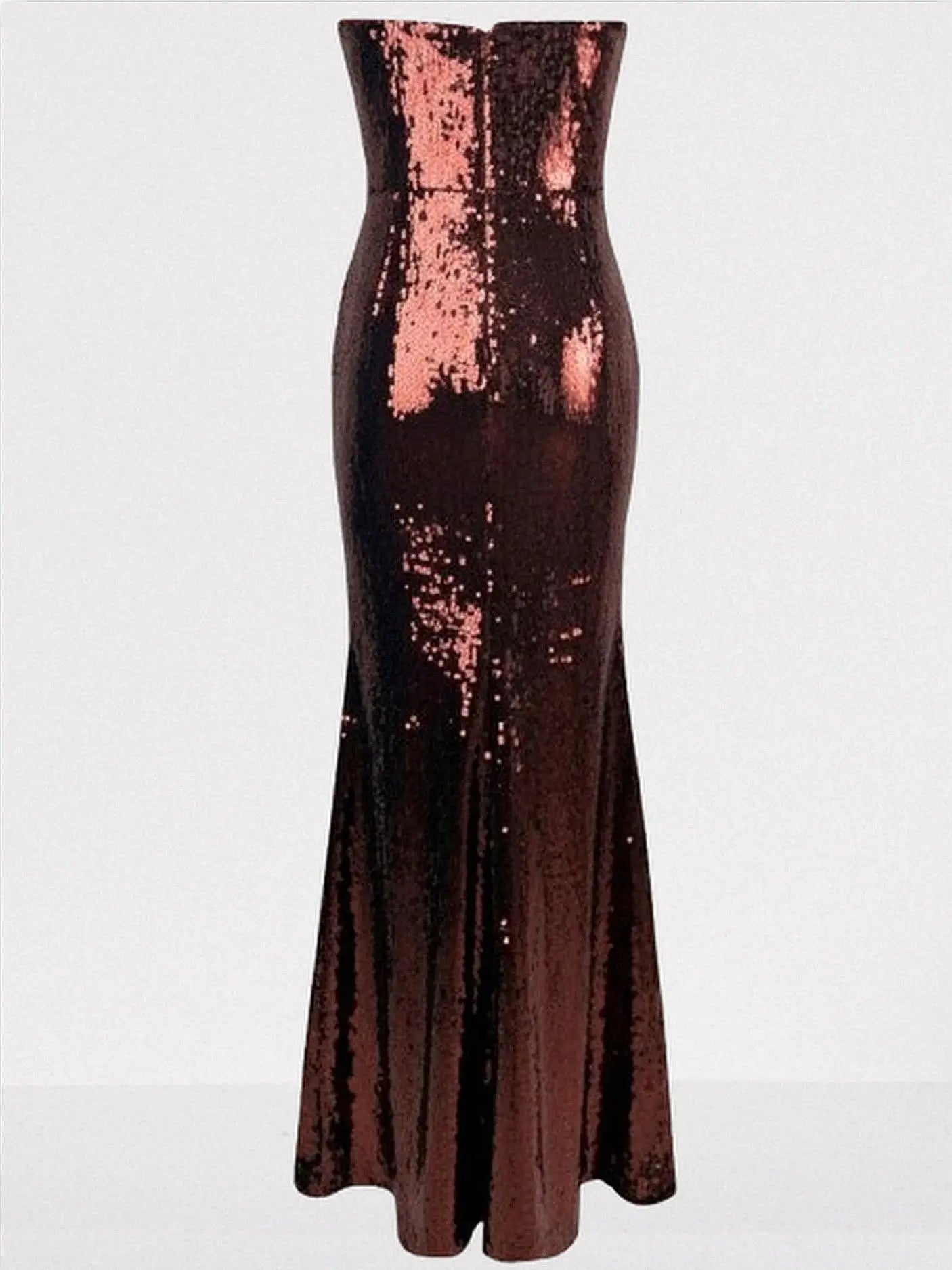 3D Petal-Appliquéd Mahogany Brown Sequin Gown - Dresses