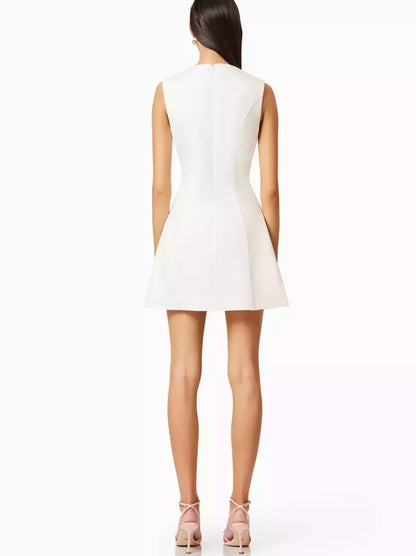 3D Floral Appliqued A-Line Mini Dress - Dresses