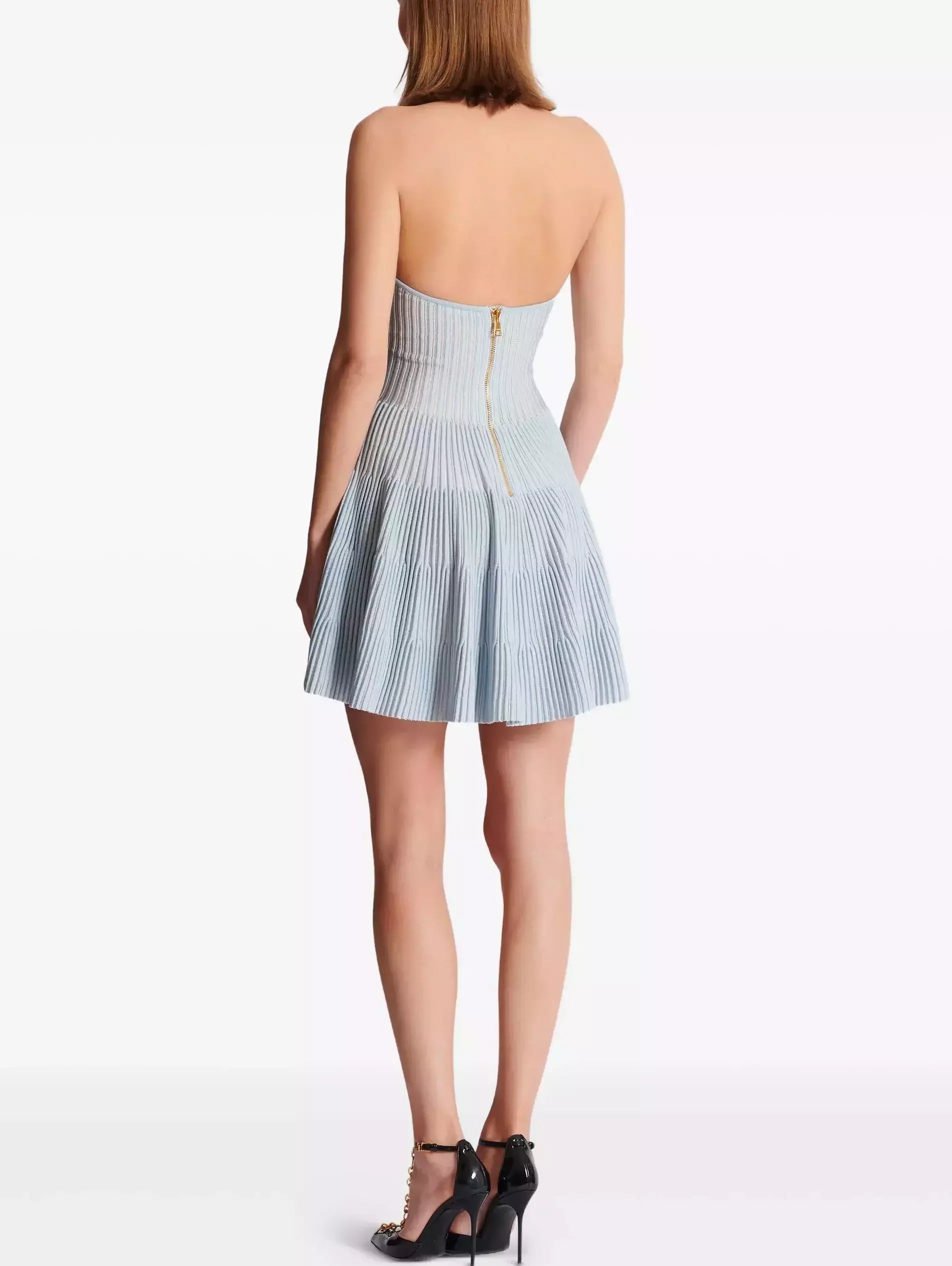 A-Line Knit Halterneck Mini Dress - Dresses