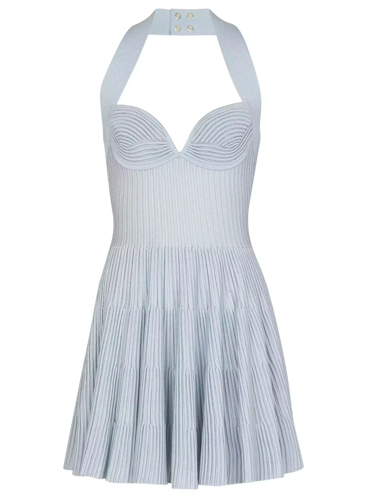A-Line Knit Halterneck Mini Dress - Dresses
