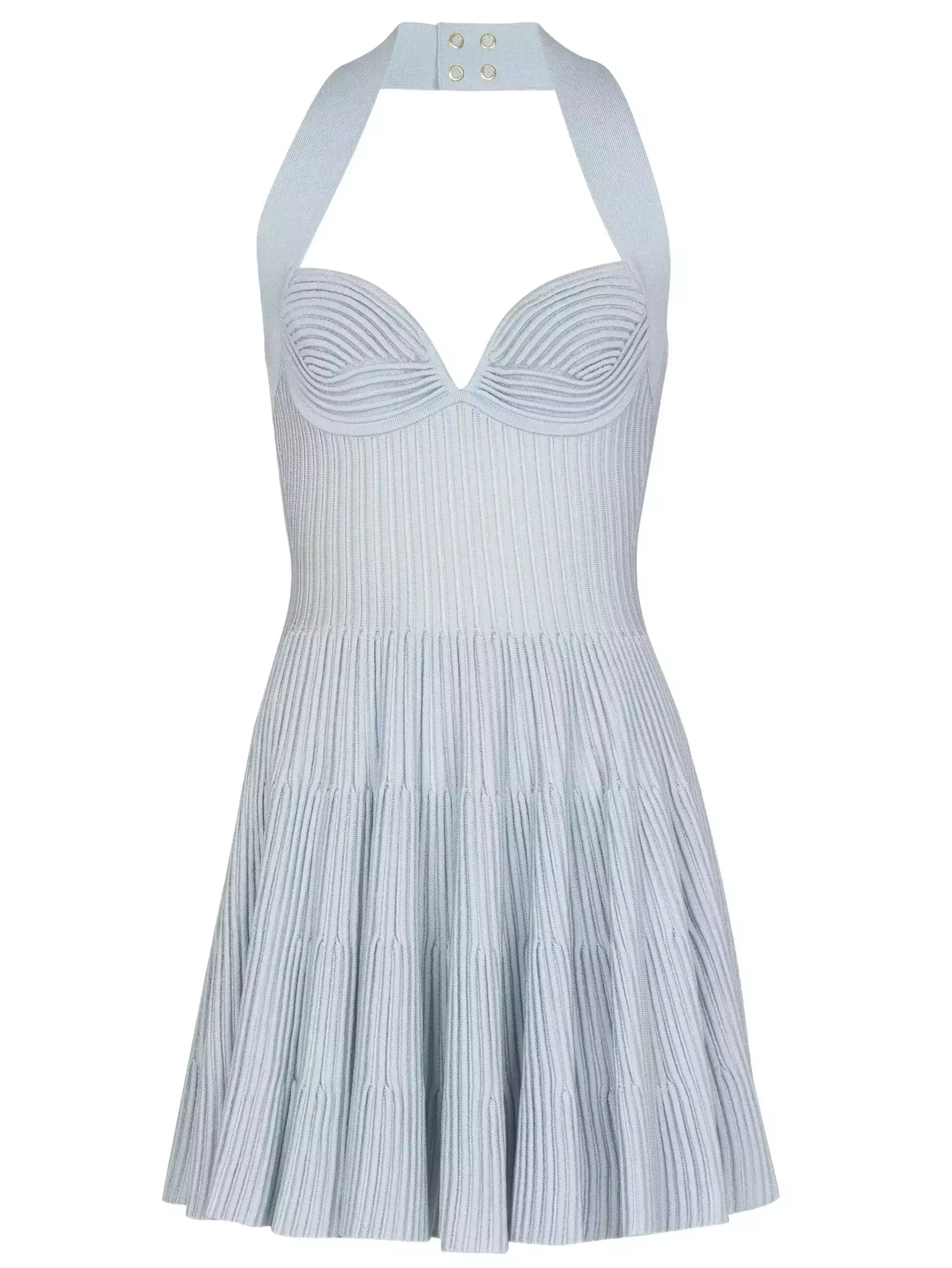 A-Line Knit Halterneck Mini Dress - Dresses