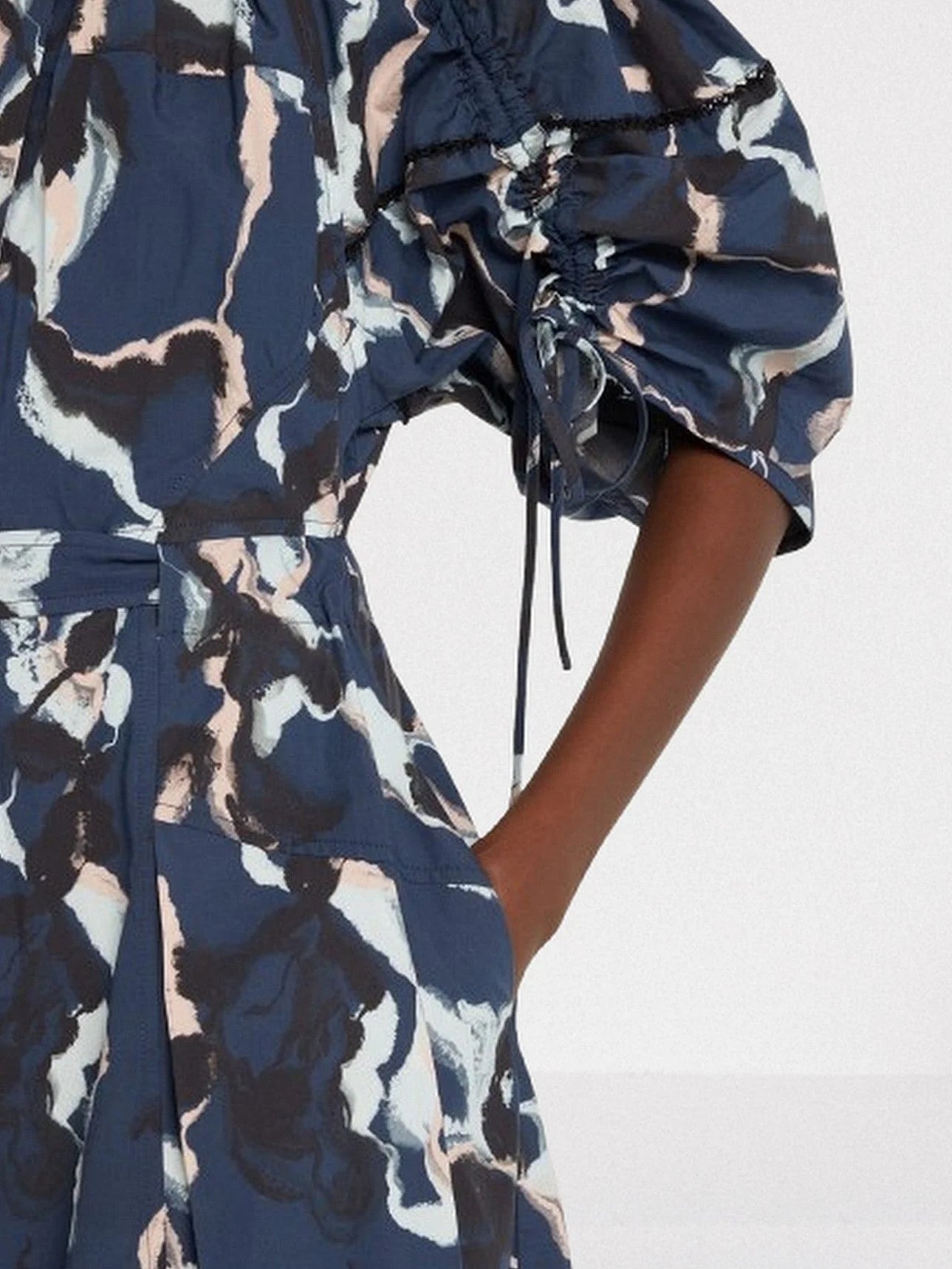 Abstract Printed Belted Midi Dress - Dresses