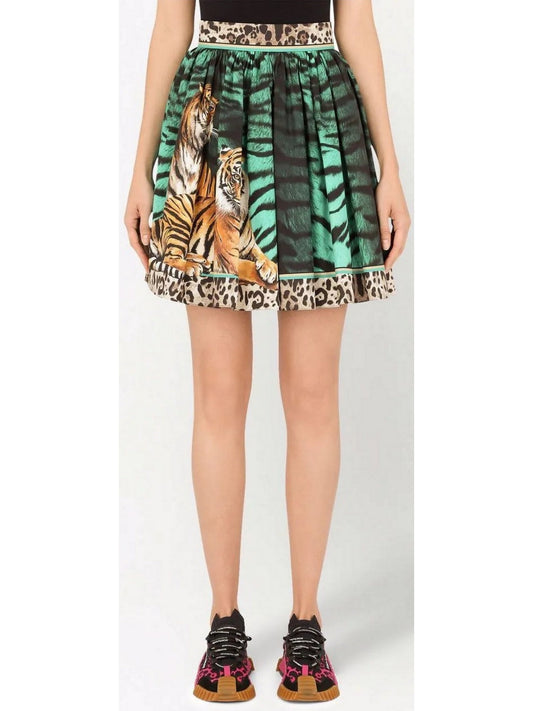 Animal-Printed Pleated Skirt - Branna Couture