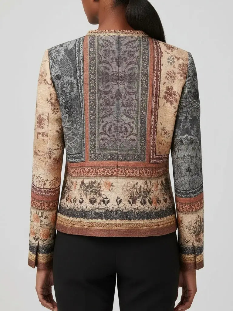 Antique Tapestry-Print Cropped Jacket - Jackets