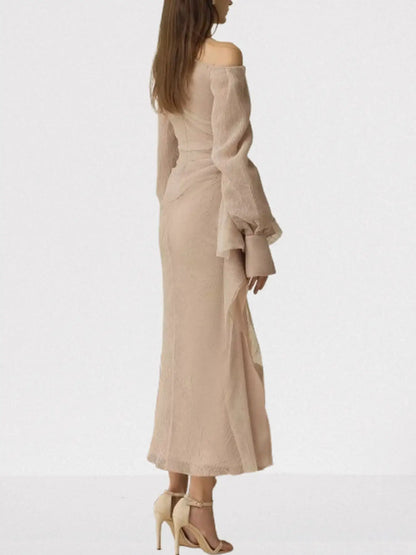 Asymmetric Draped One-Shoulder Gathered Crepe Dress - Dresses