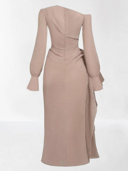Asymmetric Draped One-Shoulder Gathered Crepe Dress - Dresses