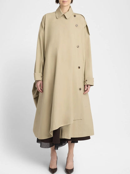 Asymmetrical Oversize Twill Trench Coat - Small - Coats