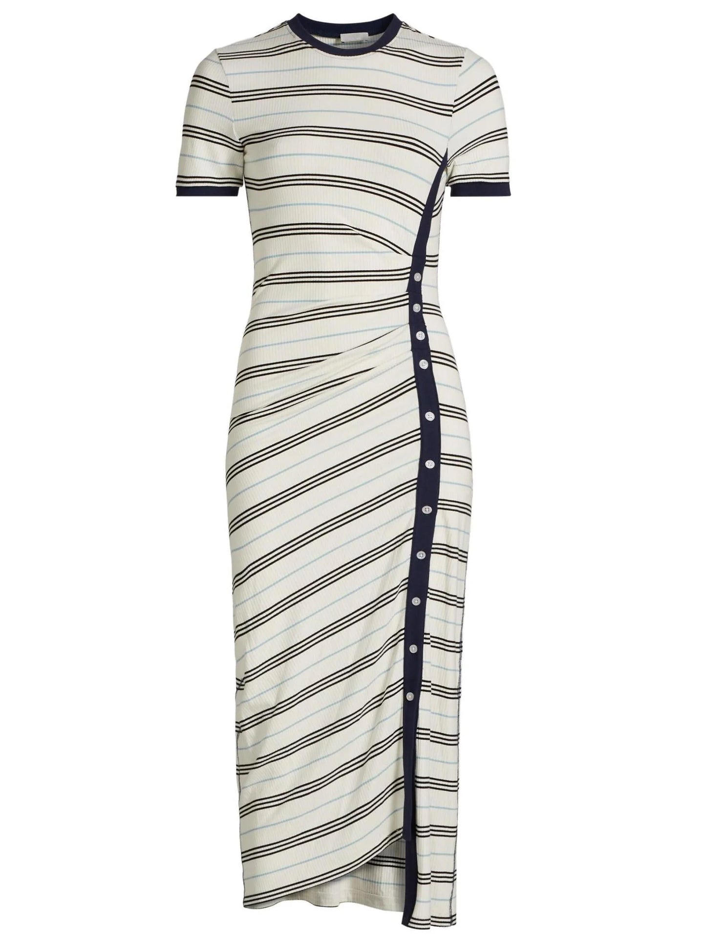 Asymmetrical Stripe Knit Midi Dress - XS - Dresses