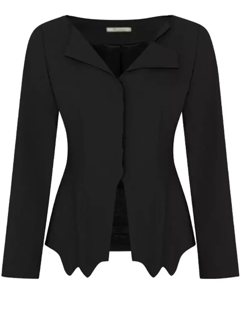 Asymmetrical Black Jacket and Pant Set Suits & Sets