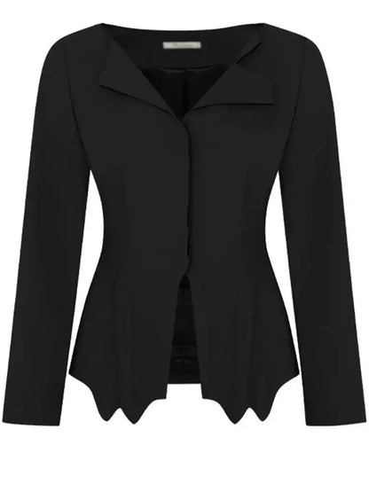 Asymmetrical Black Jacket and Pant Set Suits & Sets