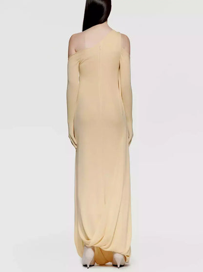 Asymmetrical Draped Interlock Sculptured Gown - Dresses